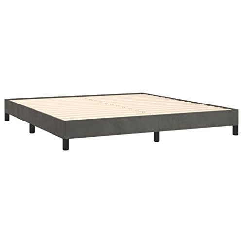 vidaXL Bed Frame Home Indoor Bed Accessory Bedroom Upholstered Double Bed Base Furniture Dark Gray 72"x83.9" California King Velvet