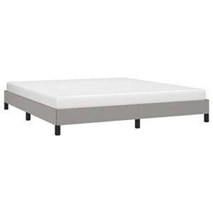 vidaxl bed frame home indoor bedroom bed accessory wooden upholstered double bed base furniture light gray 72″x83.9″ california king fabric