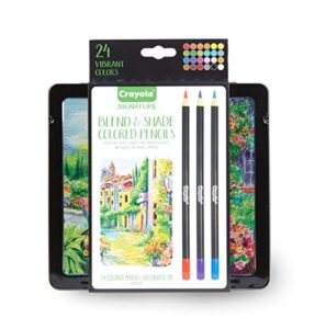 crayola signature blend & shade soft core colored pencils in tin, gift – 24 count, blend & shade colored pencils