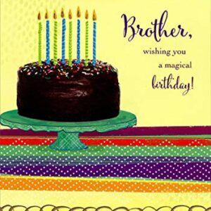 Designer Greetings Magical Birthday Cake with Tall Candles Birthday Card for Brother