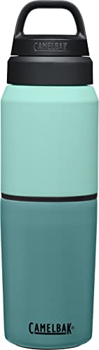 CamelBak MultiBev Water Bottle & Travel Cup – Vacuum Insulated Stainless Steel – Coastal/Lagoon – 17 oz bottle & 12 oz cup