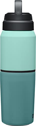 CamelBak MultiBev Water Bottle & Travel Cup – Vacuum Insulated Stainless Steel – Coastal/Lagoon – 17 oz bottle & 12 oz cup