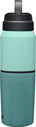 CamelBak MultiBev Water Bottle & Travel Cup – Vacuum Insulated Stainless Steel – Coastal/Lagoon – 17 oz bottle & 12 oz cup