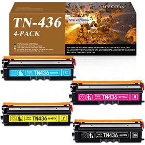 hiyota product compatible tn436 tn-436 toner cartridge replacement for brother tn436bk tn436c tn436m tn436y for use in hl-l9310cdwtt mfc-l8900cdw printer cartridge (4-pack, 1bk/1c/1m/1y )