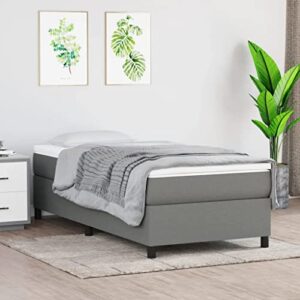 vidaXL Box Spring Bed Frame Home Indoor Bedroom Bed Accessory Wooden Upholstered Single Bed Base Furniture Dark Gray 39.4"x74.8" Twin Fabric