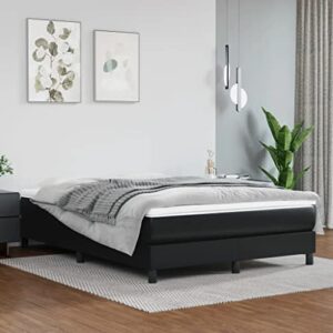 vidaXL Box Spring Bed Frame Home Indoor Bedroom Bed Accessory Wooden Upholstered Double Bed Base Furniture Black 59.8"x79.9" Queen Faux Leather