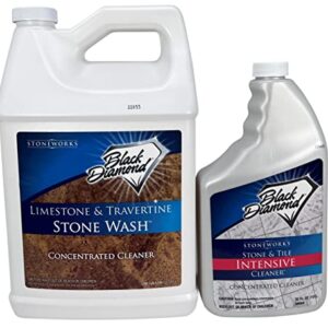 Black Diamond Stoneworks Limestone and Travertine Floor Cleaner: Natural Stone, Marble, Slate, Polished Concrete 1- Gallon AND Stone & Tile Intensive Deep Cleaner, Limestone and Travertine1-QT