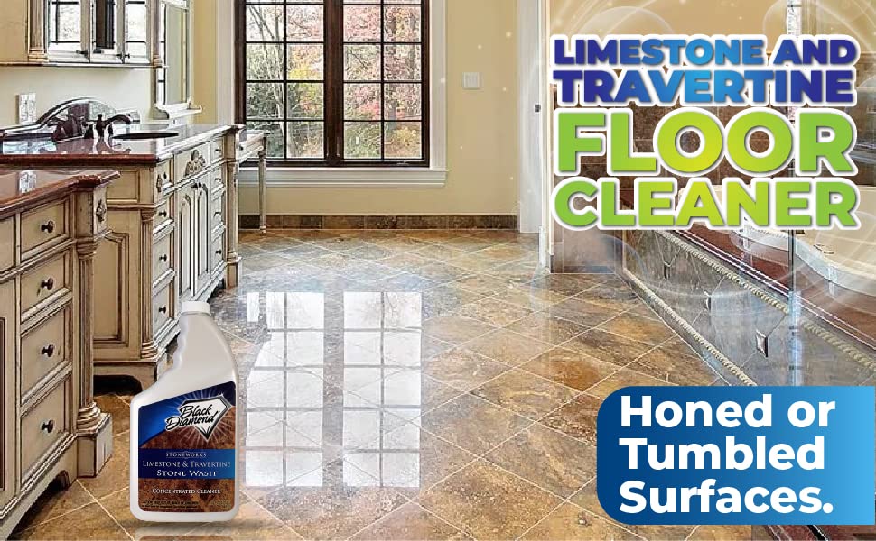 Black Diamond Stoneworks Limestone and Travertine Floor Cleaner: Natural Stone, Marble, Slate, Polished Concrete 1- Gallon AND Stone & Tile Intensive Deep Cleaner, Limestone and Travertine1-QT