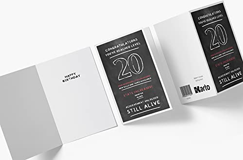 20th Birthday Card for Him Her - 20th Anniversary Card for Dad Mom - 20 Years Old Birthday Card for Brother Sister Friend - Happy 20th Birthday Card for Men Women | Karto – Level Reached