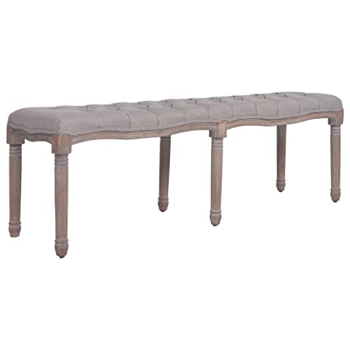 vidaXL Solid Wood Bench Entryway Hallway Living Room Home Decor Office Interior Guest Lounge Seating Wooden Seat Fabric 59.1" Light Gray