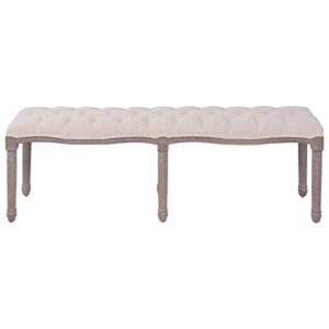 vidaXL Solid Wood Bench Entryway Hallway Living Room Home Decor Office Interior Guest Lounge Seating Wooden Seat Fabric 59.1" Light Gray