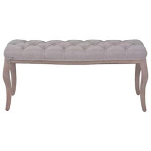 vidaXL Solid Wood Bench Entryway Hallway Living Room Home Decor Office Interior Guest Lounge Seating Wooden Seat Fabric 59.1" Light Gray