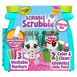 Crayola Scribble Scrubbie Pets Scented Spa, Animal Toy Playset, Includes Washable & Scented Markers, Gifts for Girls & Boys, Ages 3+