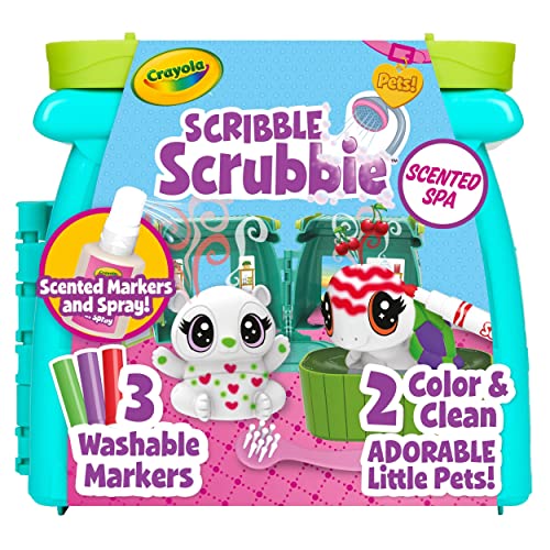 Crayola Scribble Scrubbie Pets Scented Spa, Animal Toy Playset, Includes Washable & Scented Markers, Gifts for Girls & Boys, Ages 3+