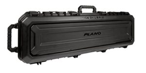 plano all weather 52” rifle gun case with wheels, black with pluck-to-fit foam, watertight & dust-proof shield protection, tsa airline approved for travel