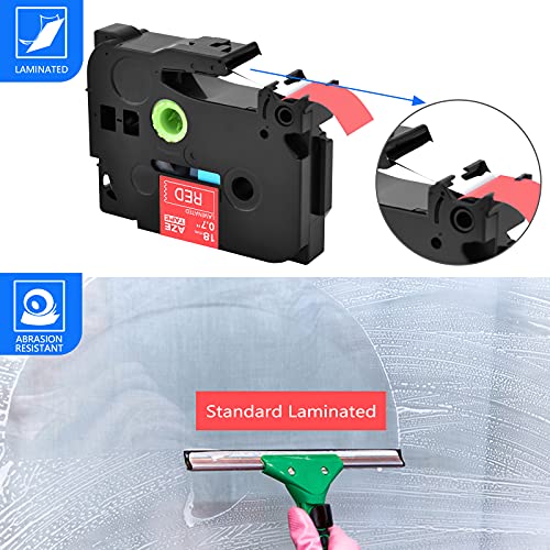 GREENCYCLE Compatible for Brother TZe-445 TZe445 TZ445 TZ-445 AZE Label Cartridge 18mm 0.7 Inch 3/4" White on Red Laminated Label Tape for PTD400, PTD400AD, PTD450, PTD600, PTP700, PTP710BT, 5 Pack