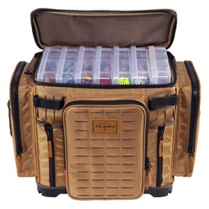 plano guide series 3700 xl tackle bag, beige 1680 denier fabric with waterproof base, includes 10 stowaway utility organization boxes, large premium fishing storage
