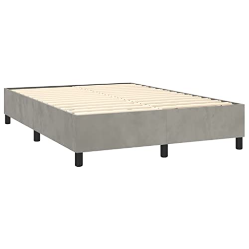 vidaXL Box Spring Bed Frame Home Indoor Bed Accessory Bedroom Upholstered Double Bed Base Furniture Light Gray 59.8"x79.9" Queen Velvet