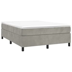 vidaXL Box Spring Bed Frame Home Indoor Bed Accessory Bedroom Upholstered Double Bed Base Furniture Light Gray 59.8"x79.9" Queen Velvet