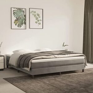 vidaxl box spring bed frame home indoor bedroom bed accessory wooden upholstered double bed base furniture light gray 76″x79.9″ king velvet