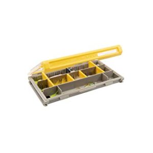 Plano EDGE 3500 Premium Tackle Storage with Rustrictor Rust-Resistant Technology, Gray and Yellow, Waterproof Terminal Tackle Box Organization, Small