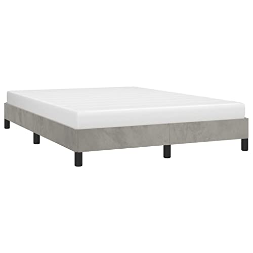 vidaXL Bed Frame Home Indoor Bed Accessory Bedroom Upholstered Wooden Double Bed Base Frame Furniture Light Gray 53.9"x74.8" Full Velvet