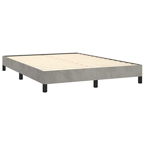 vidaXL Bed Frame Home Indoor Bed Accessory Bedroom Upholstered Wooden Double Bed Base Frame Furniture Light Gray 53.9"x74.8" Full Velvet