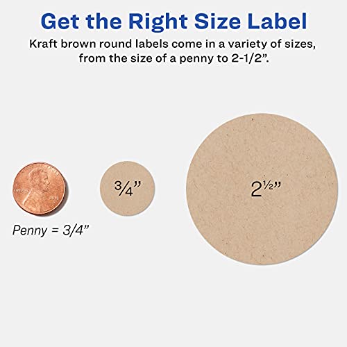 Avery 2.5" Round Labels -- Make Homemade Jar Labels, Gift Tags and Thank You Tags, 225 Kraft Brown Labels (22808)