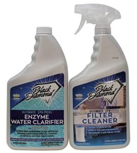 black diamond stoneworks ultimate spa pool filter cleaner fast-acting spray and ultimate spa pool natural enzyme water clarifier treatment for hot tub. 2-quart bundle