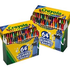 Crayola 64ct Washable, Bulk Crayon Set, School Supplies for Kids, Ultra Clean 2pk [Amazon Exclusive]