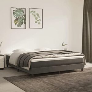 vidaxl box spring bed frame home indoor bedroom bed accessory wooden upholstered double bed base furniture dark gray 76″x79.9″ king velvet