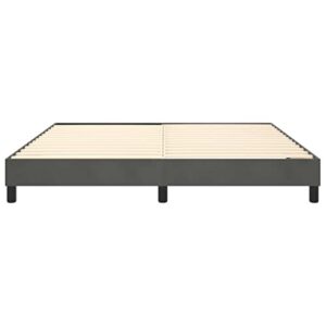 vidaXL Box Spring Bed Frame Home Indoor Bedroom Bed Accessory Wooden Upholstered Double Bed Base Furniture Dark Gray 76"x79.9" King Velvet