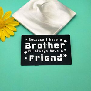 Brother Gifts Card Metal Wallet Insert Card Family Jewelry Gift Brother Gift From Sister Engraved Wallet Card Insert Gift for Little Big Brother Men Wedding Graduation Birthday Gift