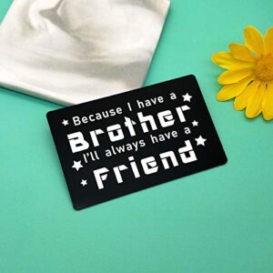 Brother Gifts Card Metal Wallet Insert Card Family Jewelry Gift Brother Gift From Sister Engraved Wallet Card Insert Gift for Little Big Brother Men Wedding Graduation Birthday Gift
