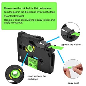 GREENCYCLE Compatible for Brother TZ TZE D31 TZe-D31 AZE D31 0.47 Inch 1/2" Black on Fluorescent Green Laminated Label Tape 12mm x 5m for PTD210 D400AD D600 PTH100 PTH110 PT1290 PT-1230PC, 2 Pack