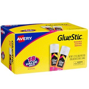 glue stick value pack for creative diy family projects like photo collages and celebration cards, washable, 1.27 oz. permanent glue stic, 18pk