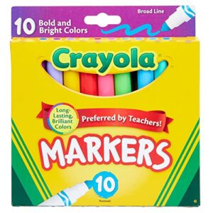 crayola broad line markers, bold & bright colors, pack of 10, 1, assorted