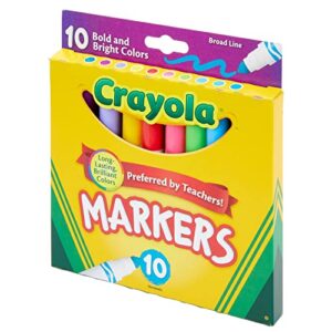 Crayola Broad Line Markers, Bold & Bright Colors, Pack of 10, 1, Assorted