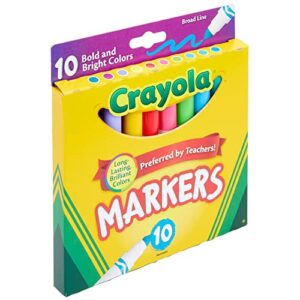 Crayola Broad Line Markers, Bold & Bright Colors, Pack of 10, 1, Assorted