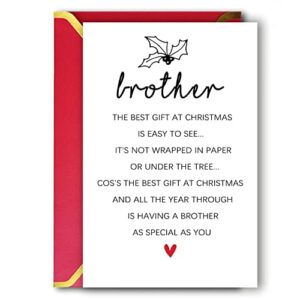 Humorous Christmas Gifts for Brother, Hilarious Brother In Law Christmas Card, Brother Christmas Gifts from Sister Mother Father, Gifts for My Brother for Christmas, Good Stepbrother Xmas Gifts, Merry Christmas Card For Brother Family