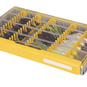 Plano EDGE Premium Jig and Bladed Jig Tackle Utility Box, Clear and Yellow, Rust-Resistant Storage, Waterproof Tray for Jig and Bladed Jig Tackle