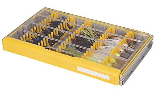 Plano EDGE Premium Jig and Bladed Jig Tackle Utility Box, Clear and Yellow, Rust-Resistant Storage, Waterproof Tray for Jig and Bladed Jig Tackle