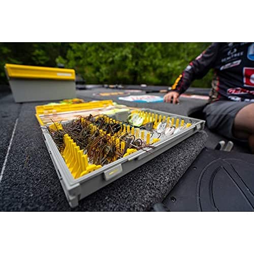 Plano EDGE Premium Jig and Bladed Jig Tackle Utility Box, Clear and Yellow, Rust-Resistant Storage, Waterproof Tray for Jig and Bladed Jig Tackle