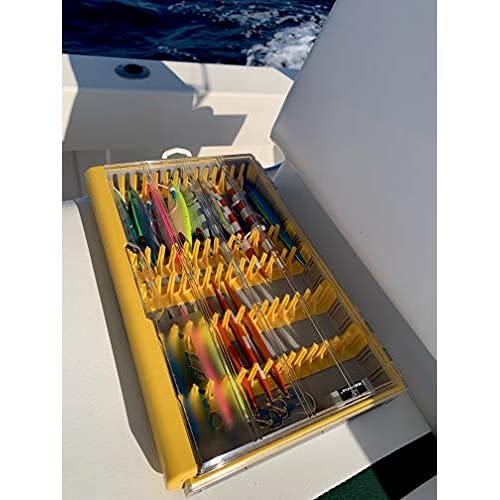 Plano EDGE Premium Jig and Bladed Jig Tackle Utility Box, Clear and Yellow, Rust-Resistant Storage, Waterproof Tray for Jig and Bladed Jig Tackle