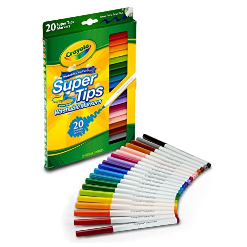 Crayola Super Tips Markers, Coloring Book Markers, 20 count