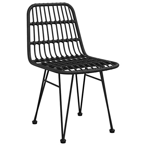 vidaXL 2X Patio Chairs Garden Outdoor Lawn Terrace Balcony Backyard Dining Dinner Dinette Sitting Chair Seat Seating Furniture Black PE Rattan