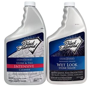 black diamond stoneworks wet look natural stone sealer provides durable gloss and protection. 1-qt and stone & tile intensive cleaner: concentrated deep cleaner. 1-qt