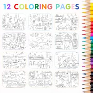 Sticker Books for Kids 2-4 (500+ Stickers) - All Around Town by Cupkin - 12 Coloring Pages, 12 Side by Side Scenes - Kids Activity Books - Fun Coloring Activity Book for Boys & Girls Ages 4-8 or 8-10
