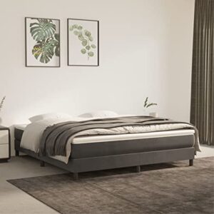 vidaxl box spring bed frame home indoor bedroom bed accessory wooden upholstered double bed base furniture dark gray 72″x83.9″ california king velvet