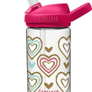 Eddy+ Kids BPA-Free Water Bottle with Straw, 14oz, Hearts